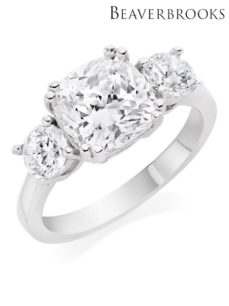 Beaverbrooks Sterling Silver Cubic Zirconia Three Stone Ring (297574) | £75