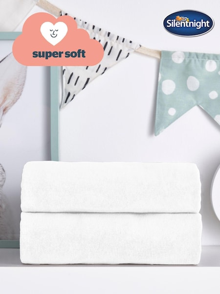 Silentnight 2 Pack White Kids Safe Nights Cot 100% Cotton Fitted Sheets (298452) | £15
