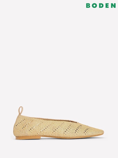 Gold - Boden Knitted Ballet Flats