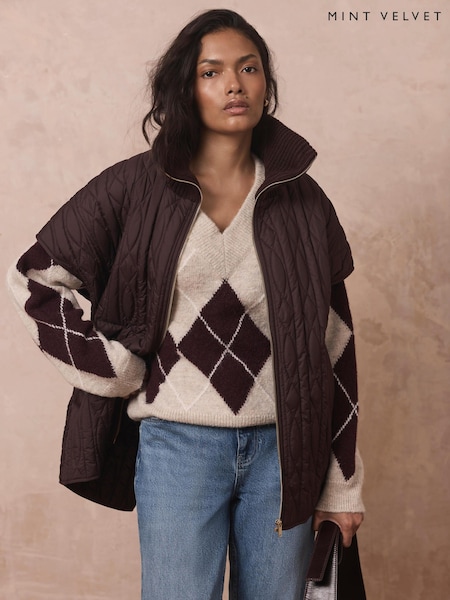 Brown - Mint Velvet Quilted Gilet