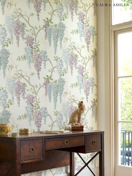 Laura Ashley Pale Purple Wisteria A4 Wallpaper Sample (299384) | £1