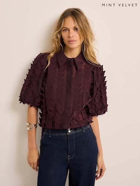 Red - Mint Velvet Butterfly Applique Shirt