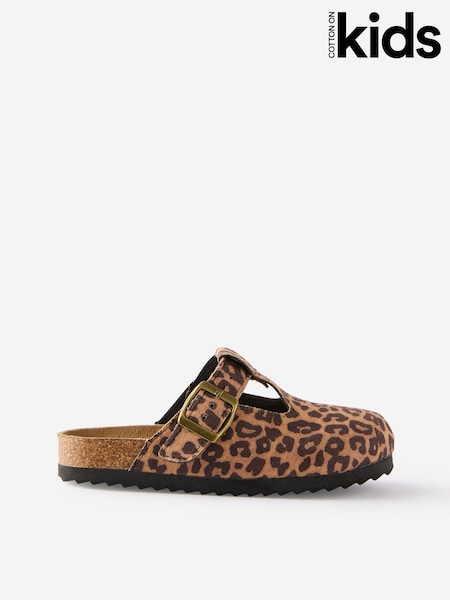 Brown - Cotton On Kids T-bar Buckle Slides