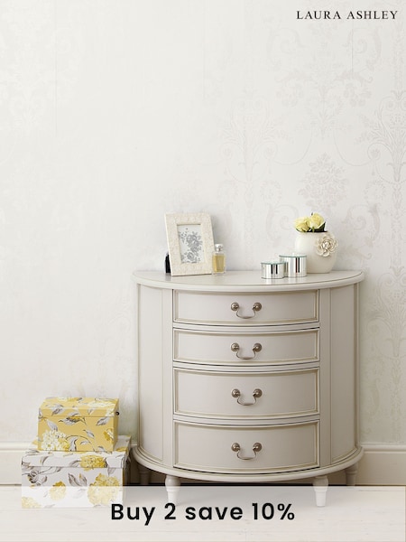 Laura Ashley Dove Grey Clifton Half Moon 4 Drawer Chest (300998) | £725