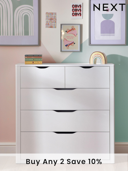 White Compton Kids 5 Drawer Chest of Drawers (301206) | £299