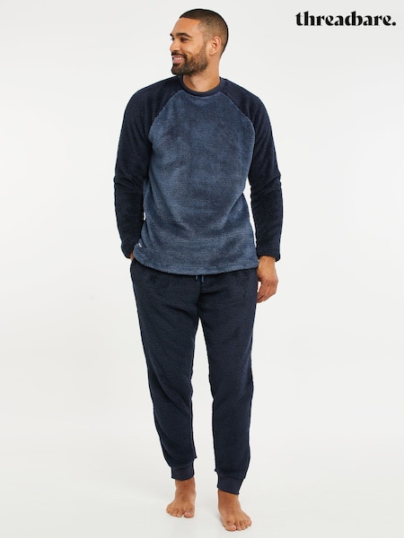 Blue - Regular Threadbare Borg Raglan Sweatshirt Lounge Set