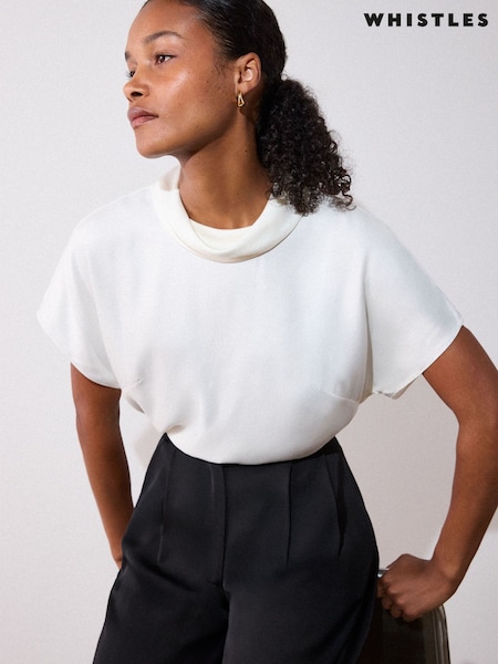 White - Whistles Seam Detail Funnel Neck Blouse