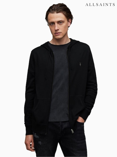 AllSaints Black Mode Merino Zip Hoodie (302139) | £99