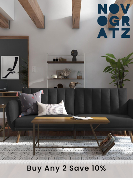 Novogratz Grey Brittany Linen Sofa Bed (302392) | £422