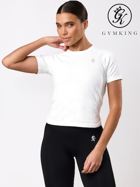 White - Gym King Power Lightweight Seamless Loose Fit T-shirt