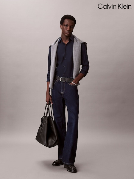Blue - Regular Calvin Klein Cotton Stretch Slim Button-down Shirt