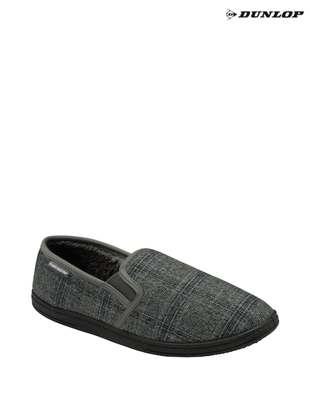 Dunlop Grey Mens Twin Gusset Full Slippers (304102) | £20