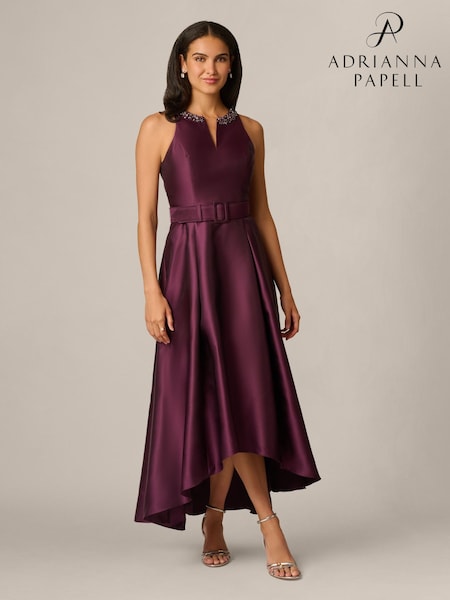 Purple - Adrianna Papell Petite Mikado High Low Dress