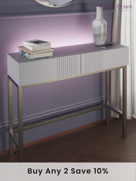 Frank Olsen White Iona 2 Drawer Console Table with Smart Features (305133) | £350