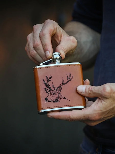 Selbrae House Stag Leather Hip Flask