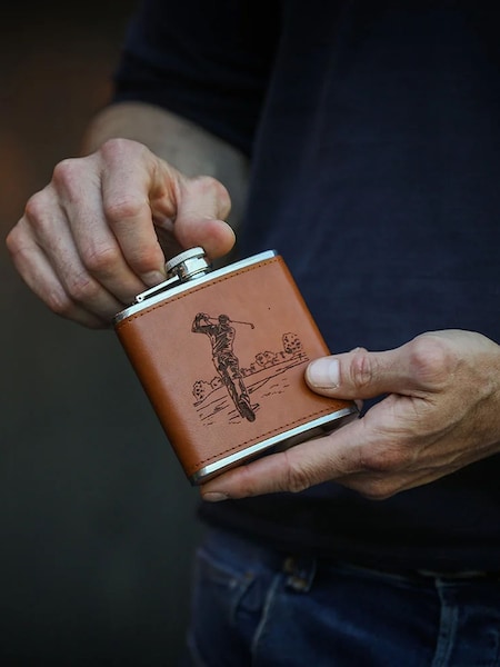 Selbrae House Golf Leather Hip Flask