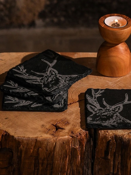 Selbrae House Set Of 4 Stag Slate Coasters