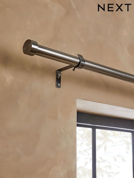 Pewter Grey Stud Finial Extendable 28mm Curtain Pole Kit (305508) | £35 - £60