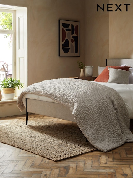 Natural Crinkle Textured Bedspread (306222) | £35 - £65