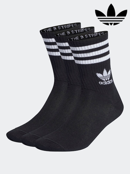 adidas Originals Black Mid Cut Crew Socks 3 Pack (306347) | £12