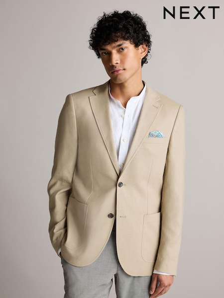 Neutral Regular Fit Linen Blend Blazer (307311) | £79