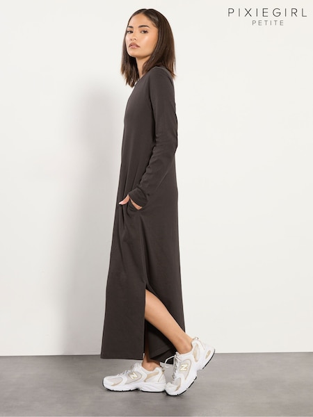 Brown - Pixiegirl Petite Cotton Maxi Dress