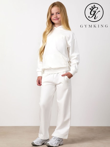 White - Gym King Junior Victory Straight Leg Joggers