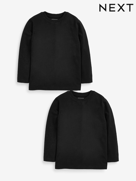 Black 2 Pack Long Sleeve T-Shirts (3-16yrs) (307919) | £9 - £15