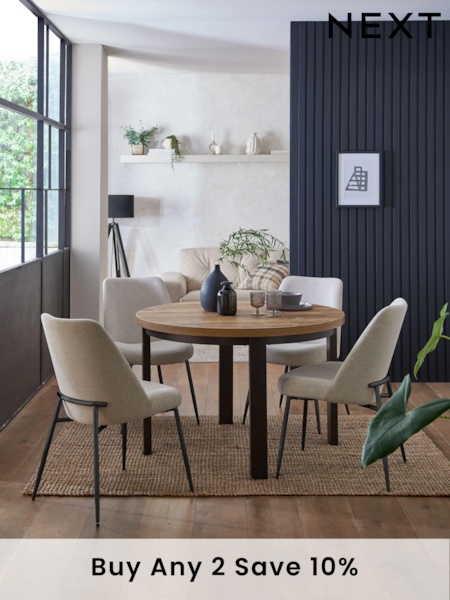 Dark Bronx Oak Effect 4 Seater Round Dining Table (307948) | £325