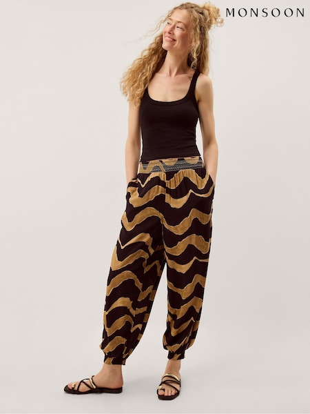 Brown - Monsoon Zahara Print Balloon Trousers