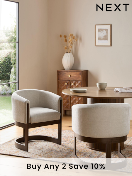 Tweedy Plain Light Natural Brady Walnut Effect Leg Dining Chair (308873) | £299