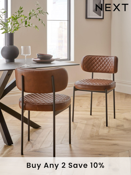 Set of 2 Faux Leather Tan Brown Murphy Dining Chairs (308967) | £235