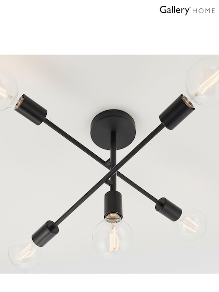 Gallery Home Chrome/Matt Black Industrial Chrome 5 Light Flush Ceiling Light (309107) | £77
