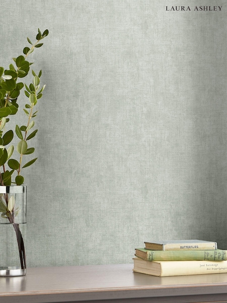 Laura Ashley Sage Leaf Green Plain Textured A4 Wallpaper Sample (309198) | £1