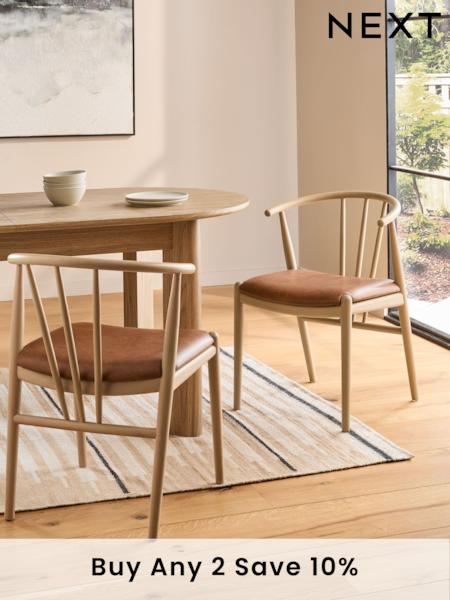Set of 2 Distressed Faux Leather Tan Stockholm Light Wood Leg Dining Chairs (309325) | £340