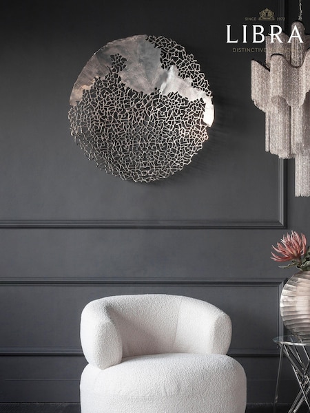 Libra Interiors Silver Apo Coral Aluminium Wall Plaque (309533) | £362