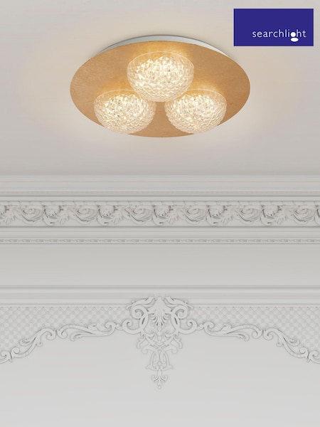 Searchlight Gold Lilac Gold LED 3LT Flush Ceiling Light (309589) | £37