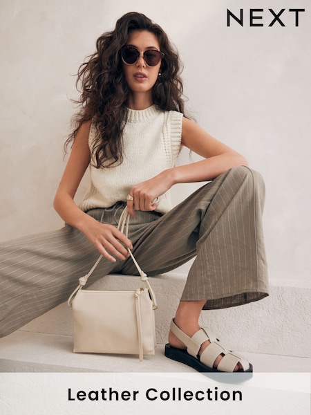 Bone Cream Leather Cross-Body Bag (310773) | £26