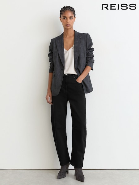 Black - Reiss Levitt Barrel-leg Jeans