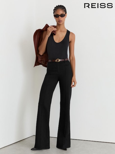 Black - Reiss Claude Pintuck-detail Flared Jeans