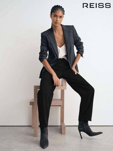 Black - Reiss Levitt Barrel-leg Jeans