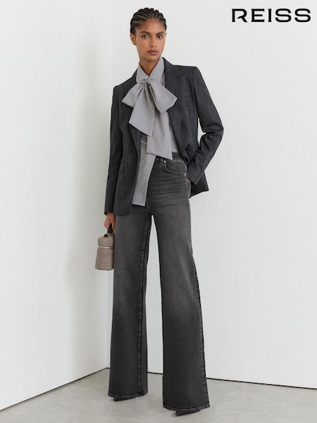 Washed Grey - Reiss Jas Cotton-modal Wide-leg Jeans