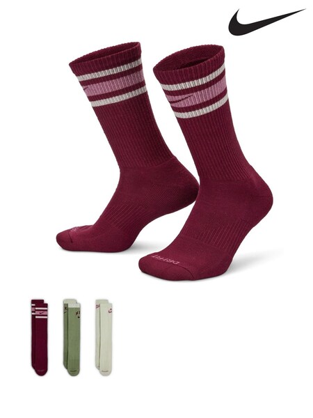 Nike Purple Everyday Plus Retro Crew 100% Cotton Socks 3 Pack (312894) | £9