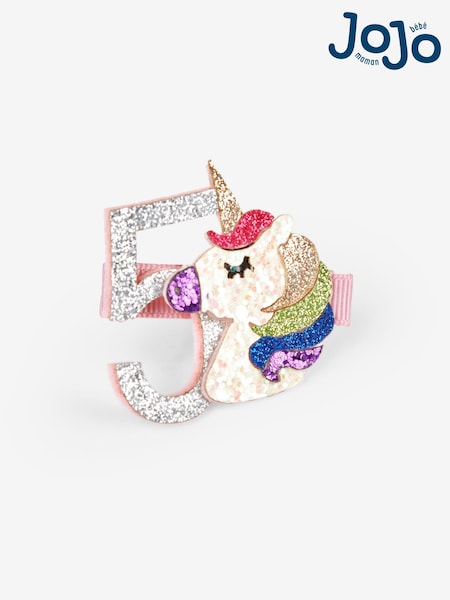 JoJo Maman Bébé Pastel Pink 5th Birthday Glitter Clip (314058) | £5.50