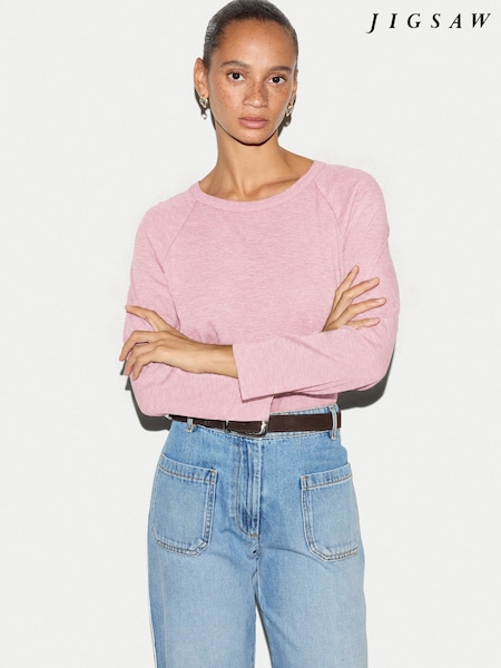 Pink - Jigsaw Cotton Luxe Raglan T-shirt