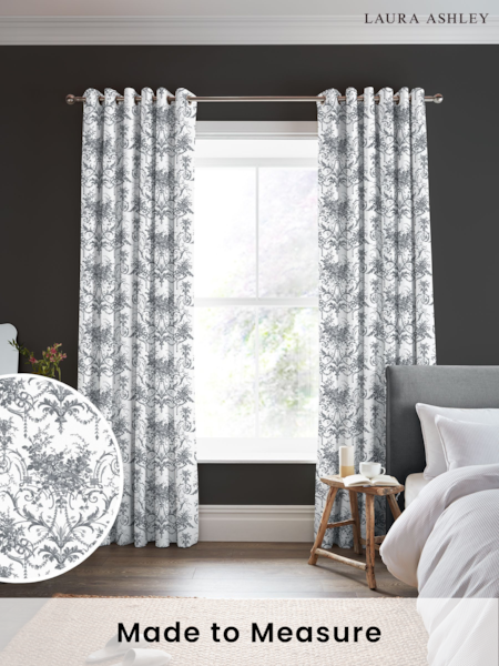Laura Ashley Charcoal Tuileries Made to Measure 100% Cotton Curtains (314258) | £91