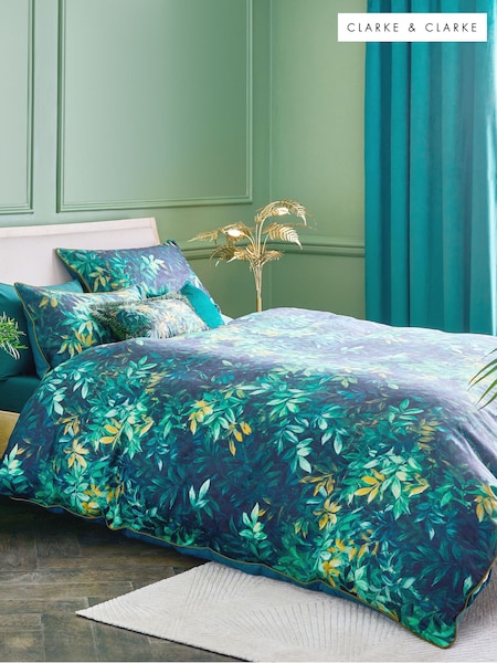 Clarke & Clarke Green Congo Forest 200 Thread Count Duvet Cover and Pillowcase Set (314682) | £45 - £75