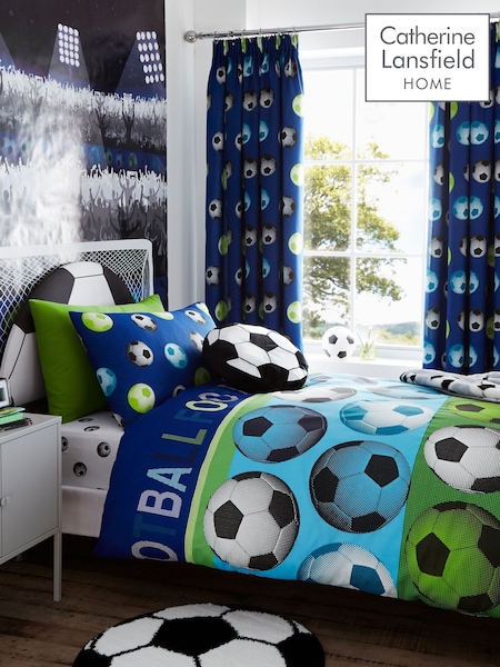 Catherine Lansfield Blue Football Duvet Cover and Pillowcase Set (315347) | £17 - £23