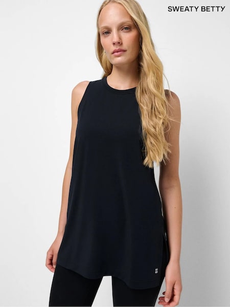 Black - Sweaty Betty Soft Flow Studio Longline Tank Top