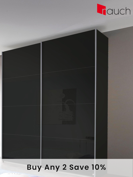 Rauch Dark Grey 1.8m Sliding Courtney Glass Semi Fitted Wardrobe (315851) | £760